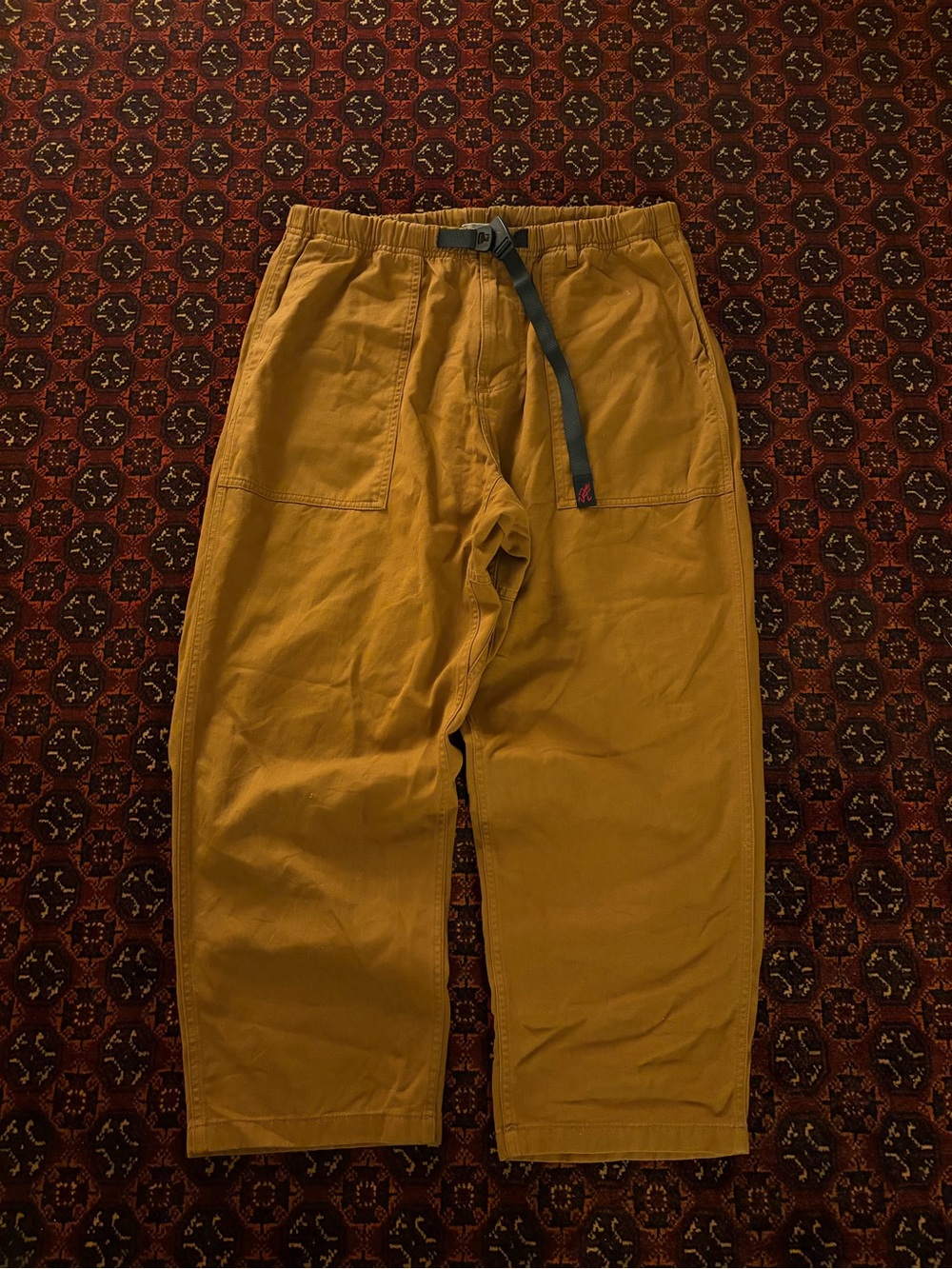 yellow Gramicci Sonora fatigue pants